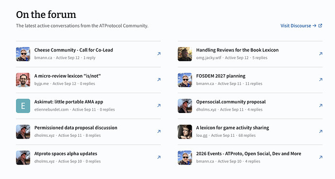 Screenshot of front page of atmosphere.community